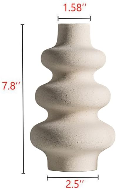 Steviieden Ceramic Vase, Boho Home Decor Vase, Off White, M