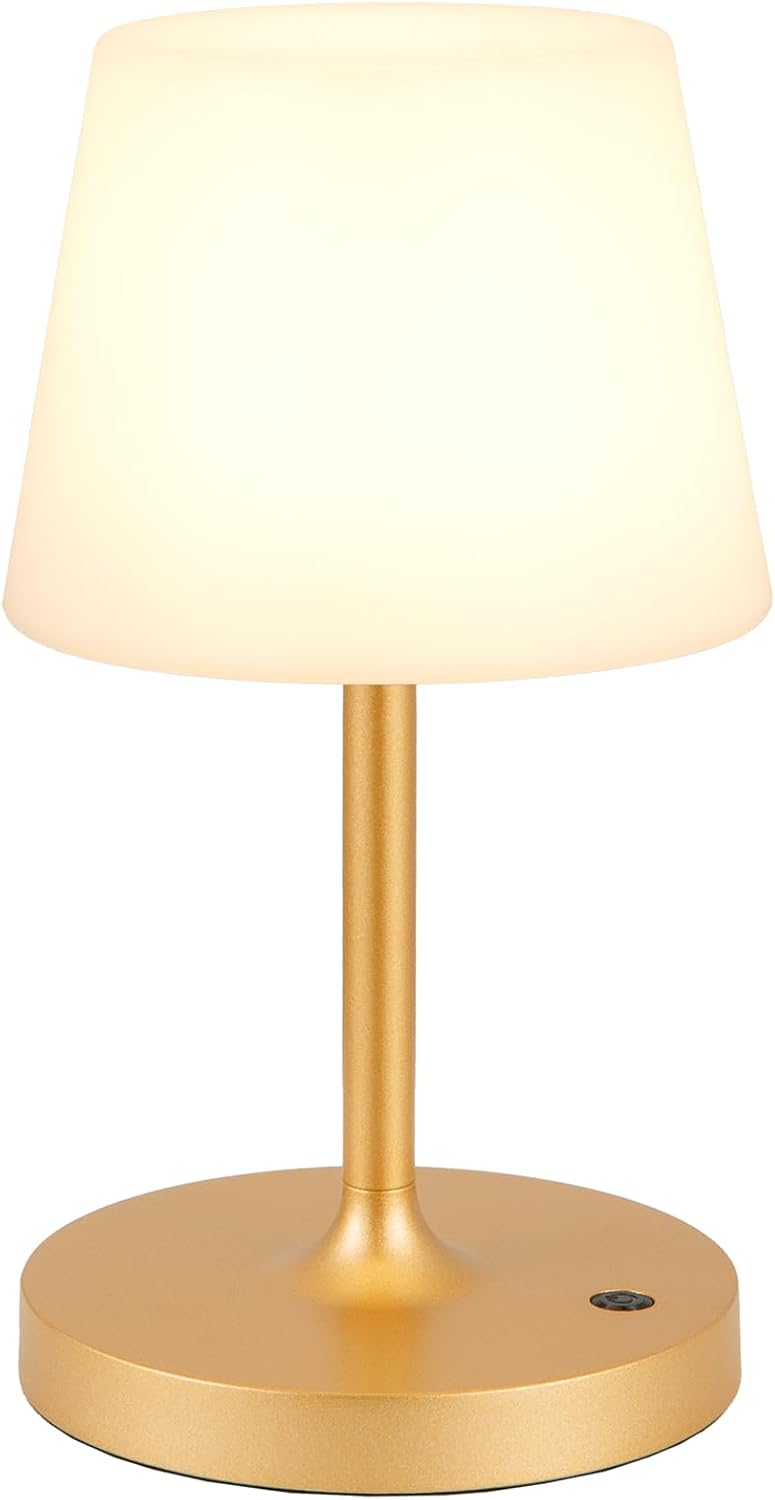 Kakanuo Gold Cordless Shower Lamp Waterproof, Rechargeable Cordless Lamp with 4000mAh Battery, Touch Dimmable Table Lamp for Outdoor, Kitchen, Bathroom, Camping, Patio, IP54