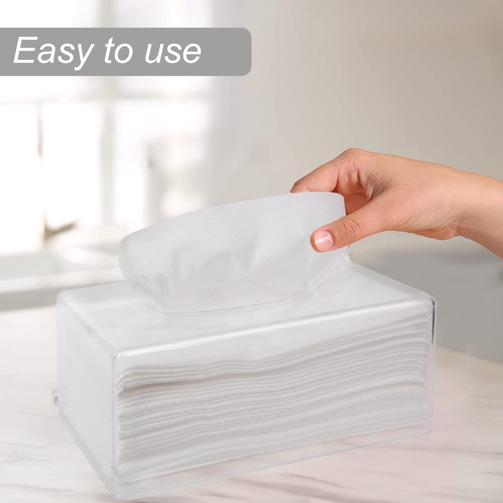 Rectangular Clear Acrylic Tissue Box, Big Box Covers Square, Bathroom Facial Napkin Box Holders, Table Clear Dryer Sheet Dispenser for Bathroom, Kitchen and Cars