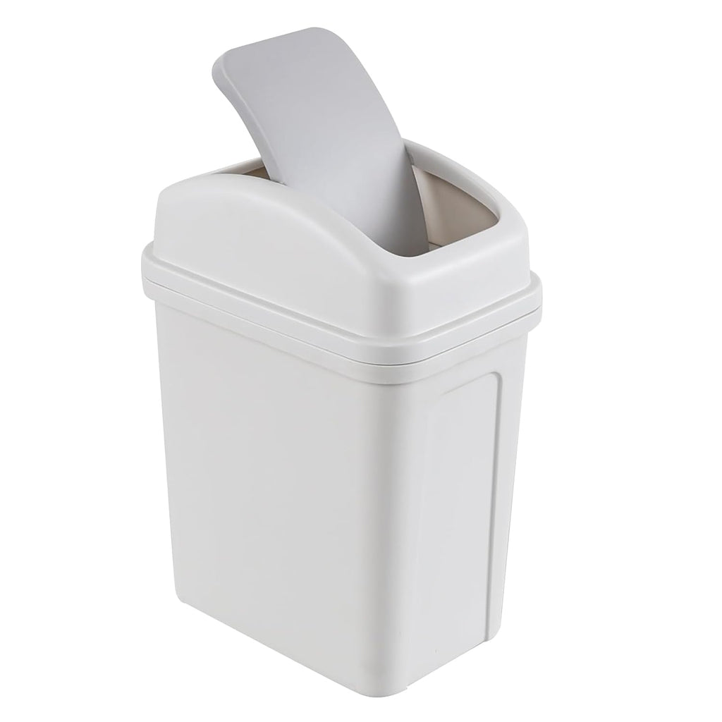 1.8 Gallon Small Swing Lid Waste Bin, Plastic Bathroom Trash Can