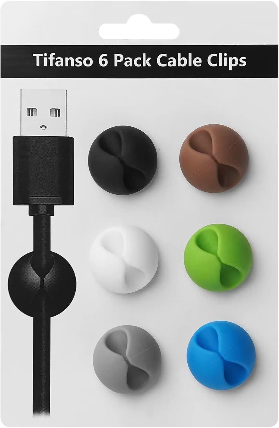 tifanso 6PCS Colorful Adhesive Cable Clips for Home Office Wire Management