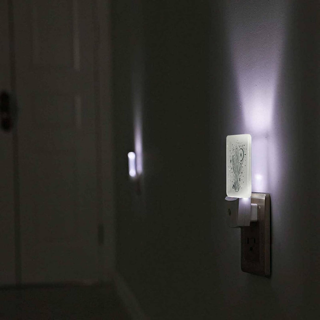 LED Night Light,Wild Cactus Desert Arizona Vintage LED Night Light Plug into Wall with Dusk to Dawn Light Sensor White Energy Efficient Nightlight for Bedroom Bathroom Hallway Living Room Kitchen