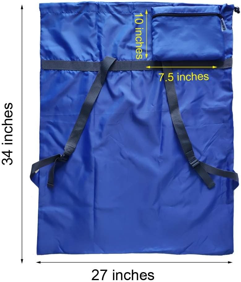 Laundry Bag Backpack, 27"x 34"Laundry Bag with Straps & Drawstring, Blue