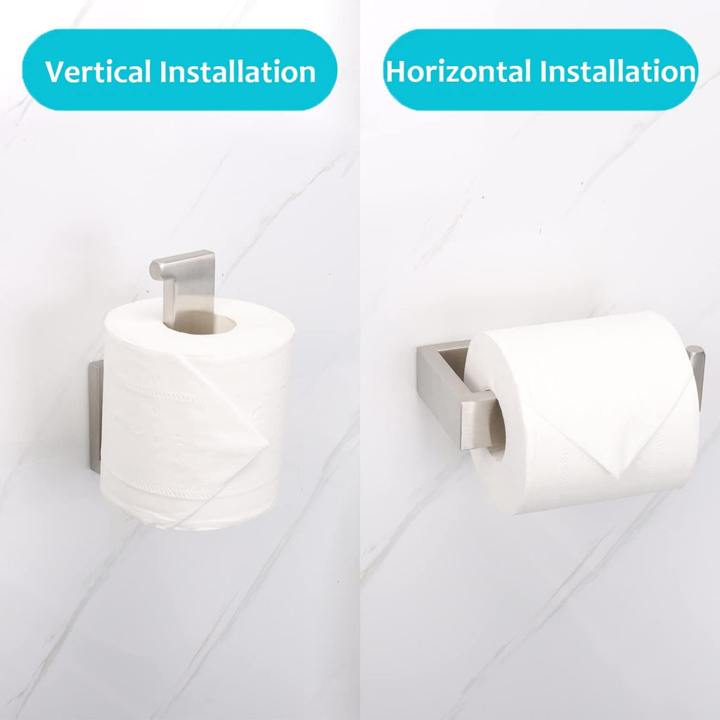 TocTen Toilet Paper Holder-Bathroom Tissue Holder Fit Big Roll Paper, Toilet Paper Roll Holder Wall Mounted Made of Thicken 304 Stainless Steel, Suitable for Bathroom, Kitchen, Office (5.9In, Brushed)