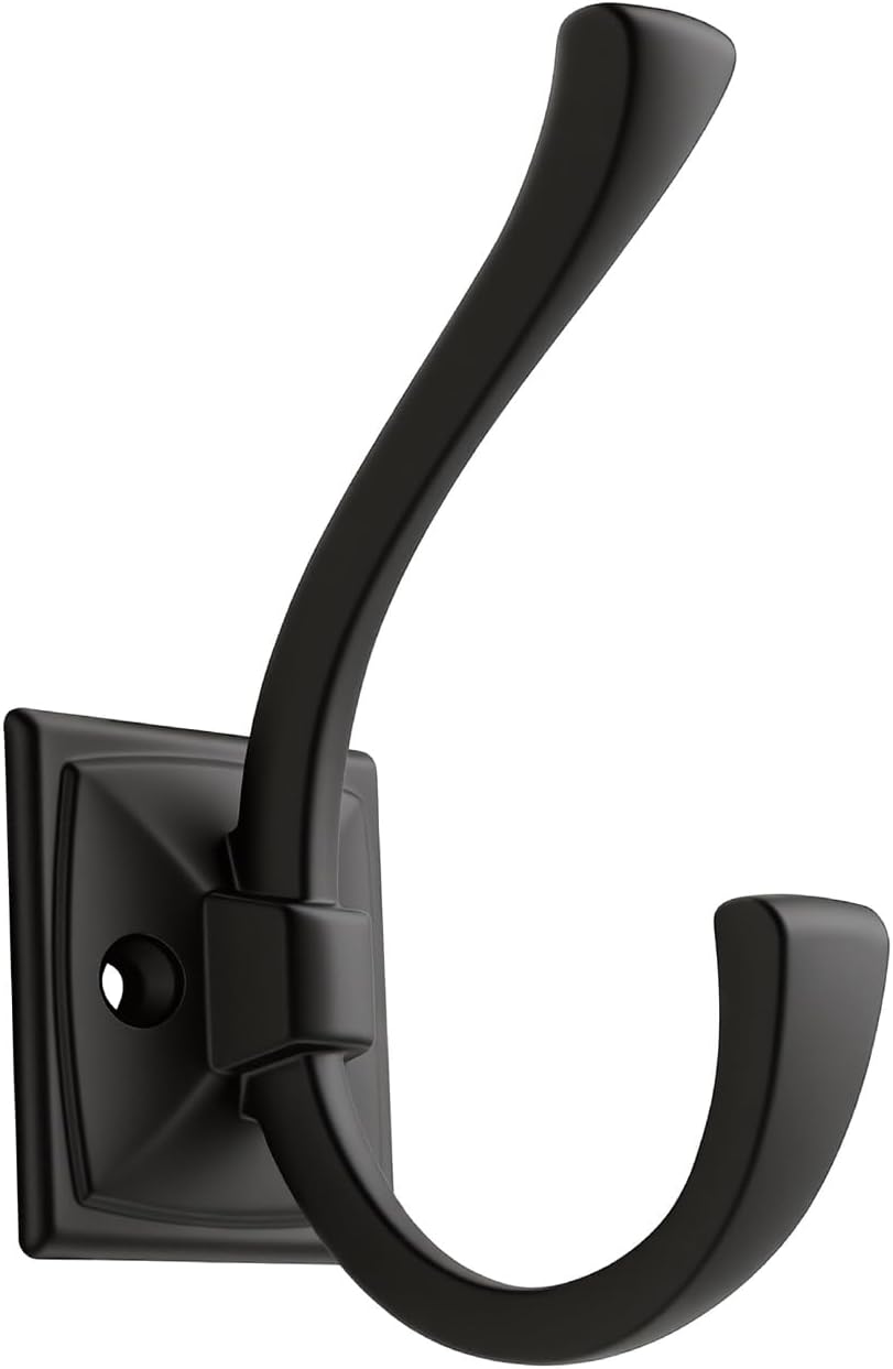 HARPOON 5 Pack 4.3" Double Prong Wall Hooks Matte Black Coat Towel Hooks