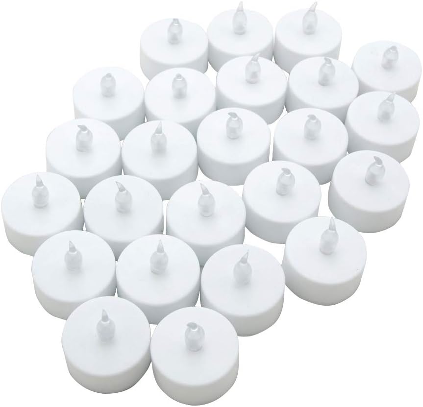 Realistic Bright Flameless LED Tea Light Candles, Bright, Flickering, Battery Powered Fake Candles, Unscented Tea Lights, Pack of 24