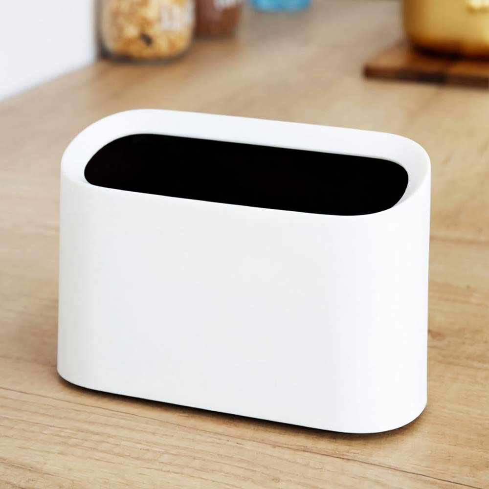 AYADA 0.4 Gal Mini Trash Can for Desk with Inclined Opening (White)