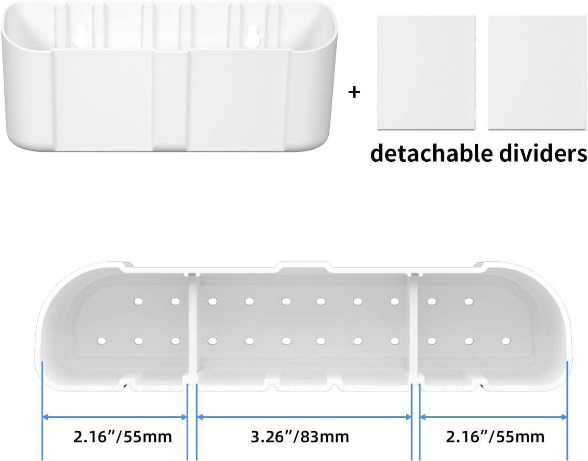 suptek Remote Control Holder Wall Mount，Hole-Free TV Remote Holder for 3 or 4 Remotes, White, Quantity 1, (S4W)