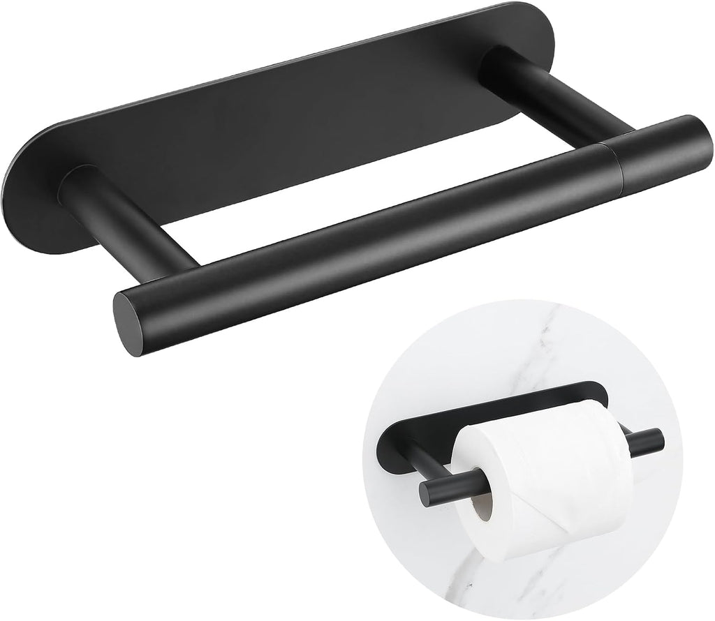 Matte Black Self Adhesive Toilet Roll Paper Holder No Drill for Bathroom