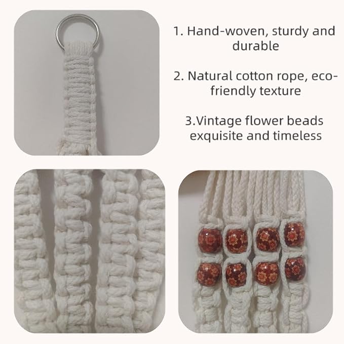 35 inch Macrame Plant Hanger for 5-10 Pot Indoor wall Window Boho Long Crochet White Rope Hanging Planters for Plant Holder Outdoor (Ivory2)