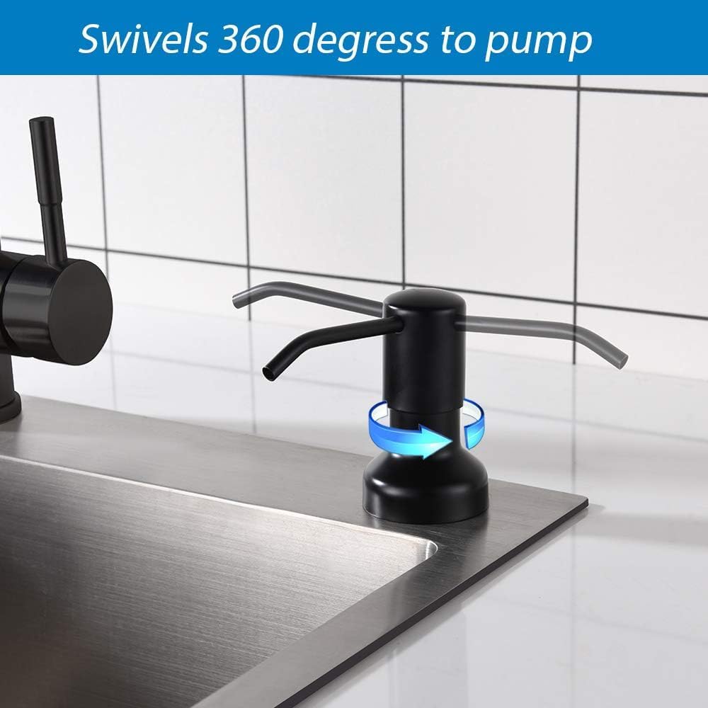 Built in Soap Dispenser for Kitchen Sink, Kitchen Soap Dispenser Stainless Steel Pump Set for Dish Soap or Lotion with 47" Extension Tube and 500ml Bottle (Black Matte)