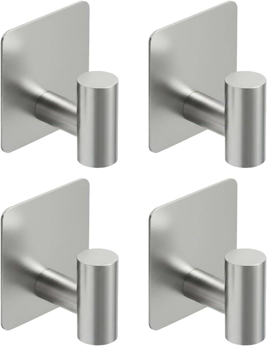 Rise age Adhesive Hooks, Adhesive Towel Hooks for Shower Wall Silver 4 Pcs