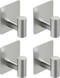 Rise age Adhesive Hooks, Adhesive Towel Hooks for Shower Wall Silver 4 Pcs