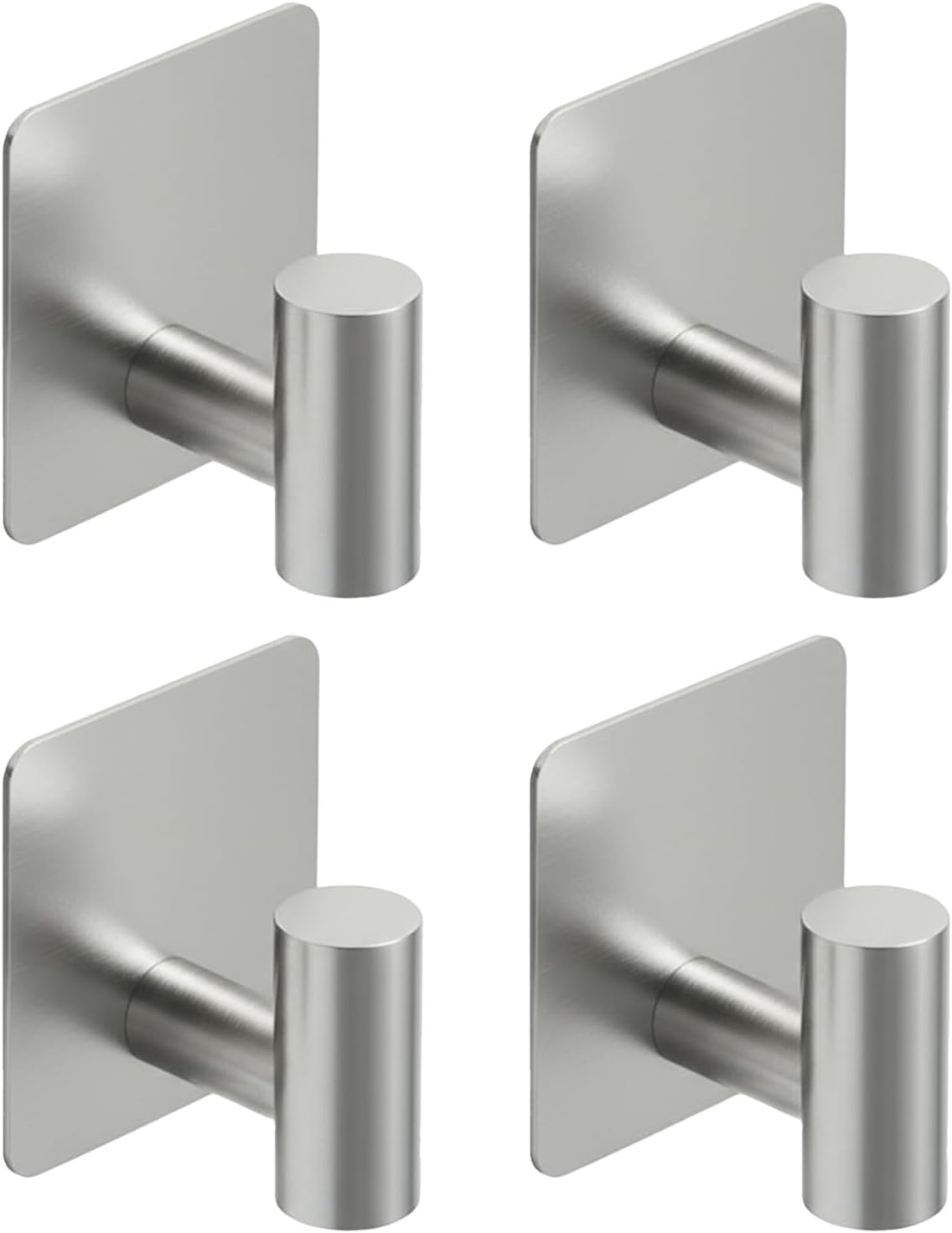 Rise age Adhesive Hooks, Adhesive Towel Hooks for Shower Wall Silver 4 Pcs