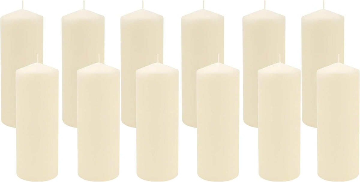 Stonebriar 80 Hour Long Burning Unscented Pillar Candles, 3x8, Ivory, 6 Count (Pack of 2)