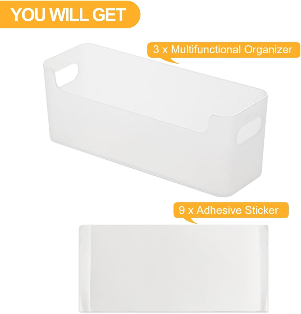 3 Pcs Kitchen Cabinet Door Organizer, Adhesive Mount Inside Cabinet Door Storage, Under Sink Storage Shelf for Kitchen,Bathroom,Office (Transparent)