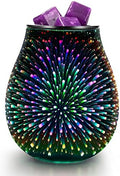 Inrorans Glass Electric Wax Melt Warmer Oil Burner with Stable Heating PTC Reusable Silicone Tray 7 Colorful Changing Led Light Night Light Scent Warmer for Home Fragrance Warmers-Firework