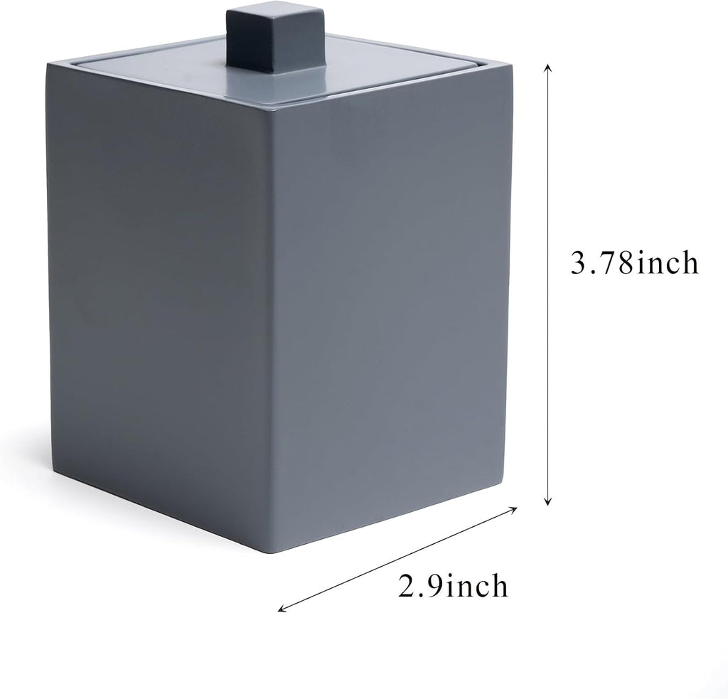 Cotton Swab Holder, Bathroom Resin Q Tips Holder with Lid Dispenser Storage Box Cosmetics Countertop Organizer Containers for Pads, Rounds - Matte Grey