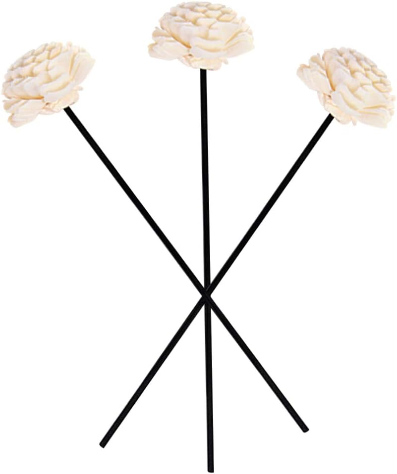 Amosfun Aromatherapy Rattan Reed Diffuser Sticks with Dried Flowers Set for Home Decor and Essential Oil Diffuser Accessories 3 Pieces 7.08X1.96X1.77 Inches