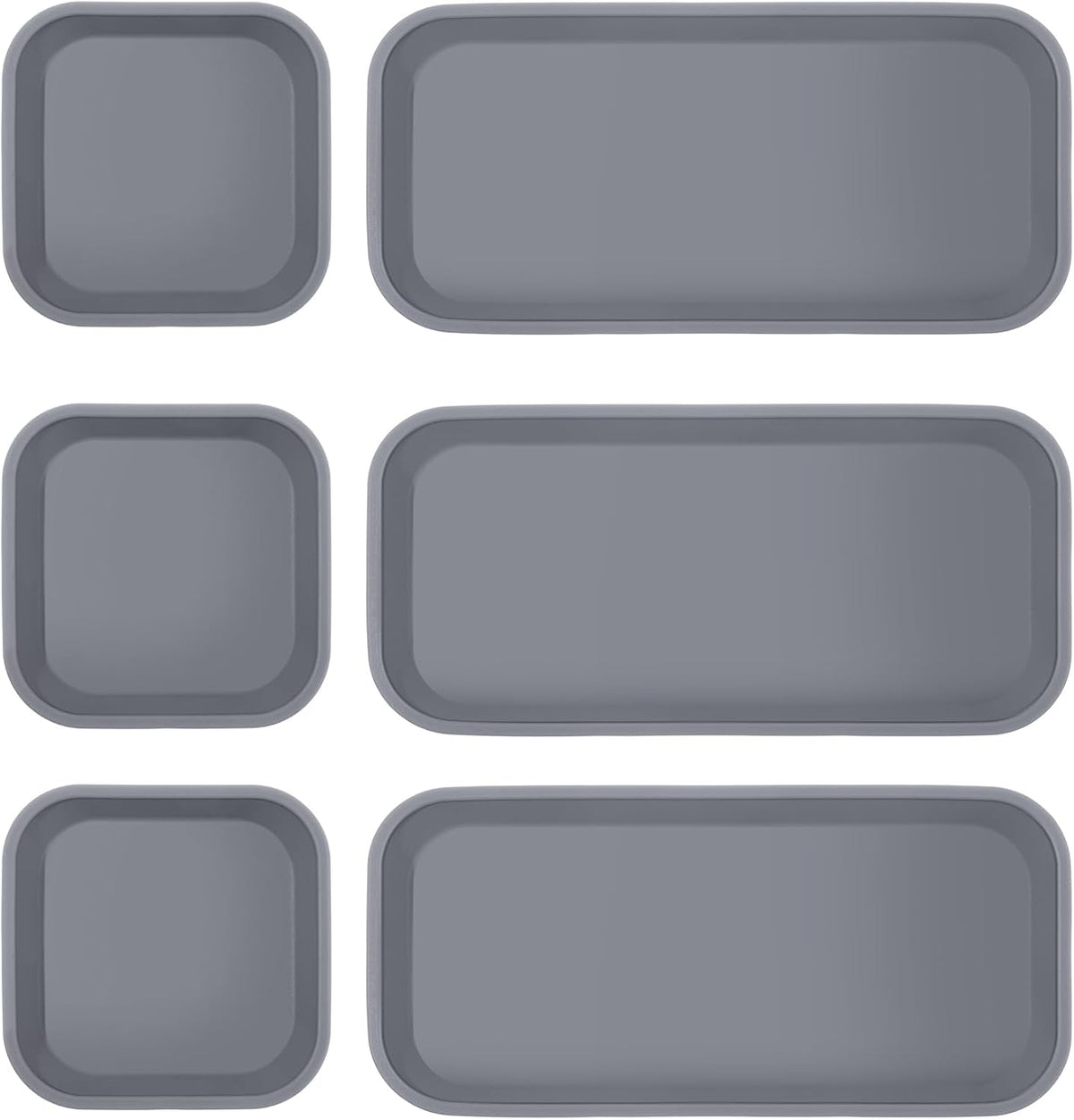 Wenqik 6 Pcs Mini Silicone Vanity Tray Bathroom Counter, Dark Gray