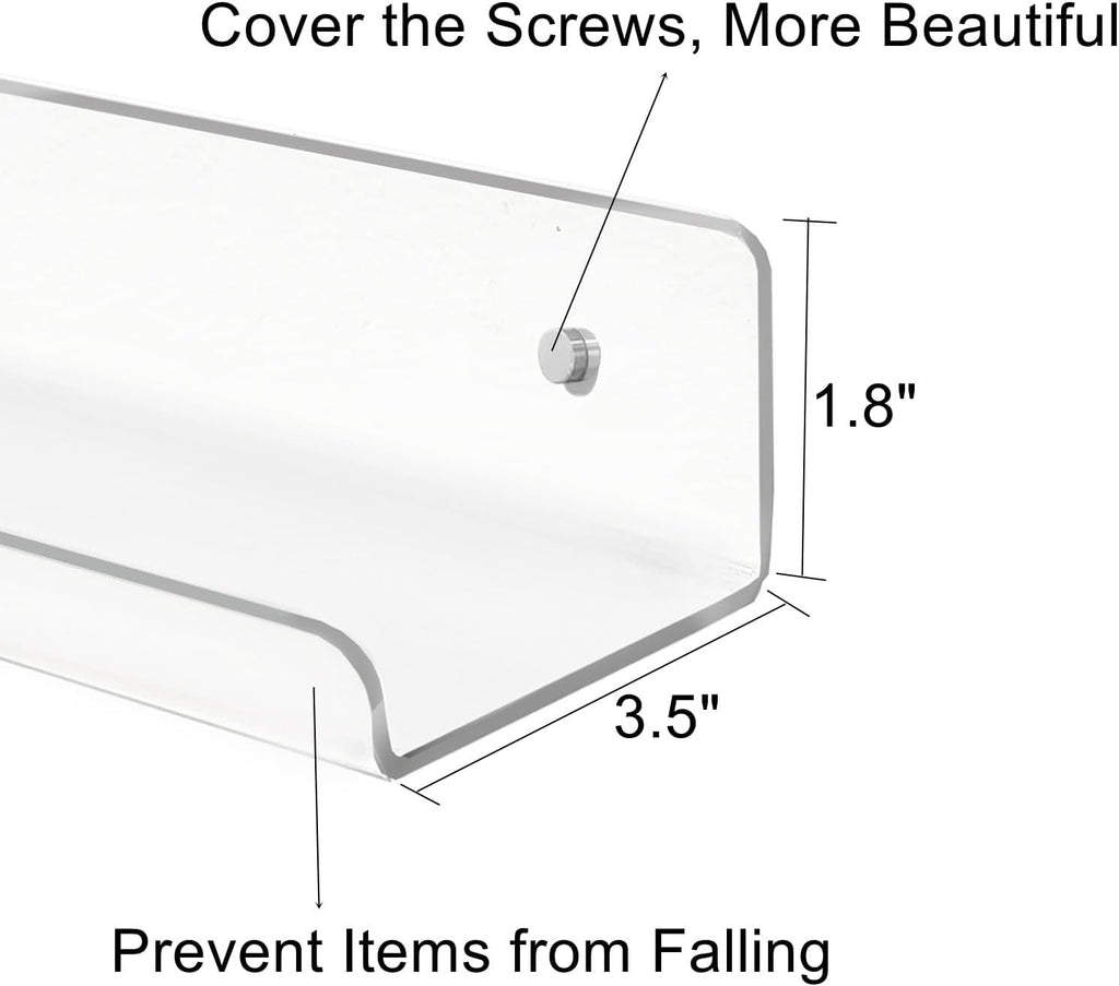 ROYALITA 2-Pack Small Acrylic Shelves Wall Mounted, 12 in Display Shelves