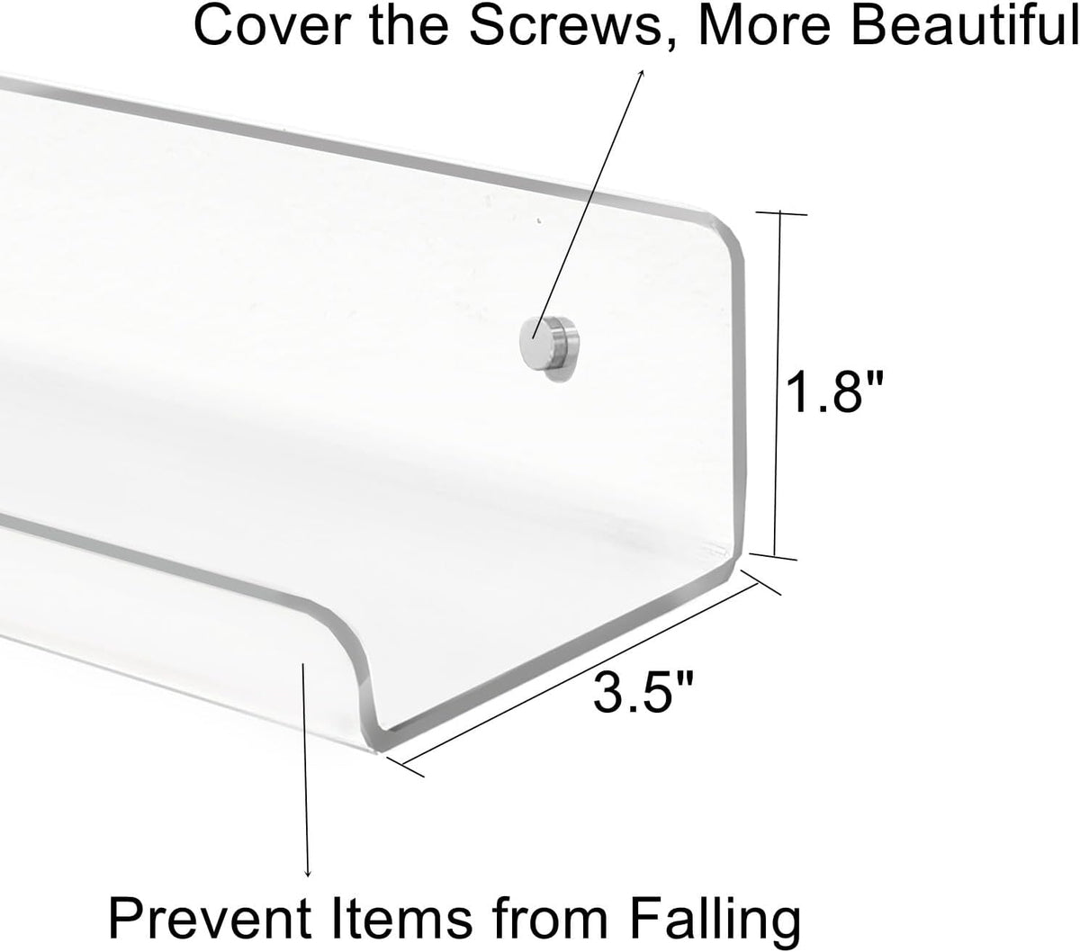 ROYALITA 2-Pack Small Acrylic Shelves Wall Mounted, 12 in Display Shelves