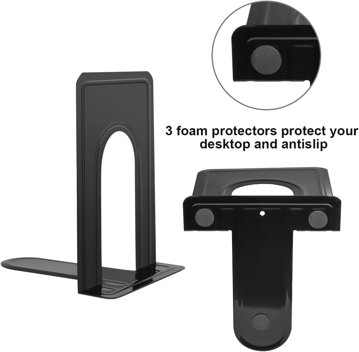 JIKIOU Book Ends, Non-Skid Metal Bookend Supports for Shelves 6 Pieces
