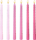 10 Inch Gradient Hot-Pink Spiral Taper Candle Set, 6 Pack Unscented Dripless Candlesticks for Wedding, Holiday Décor, and Festive Dinners