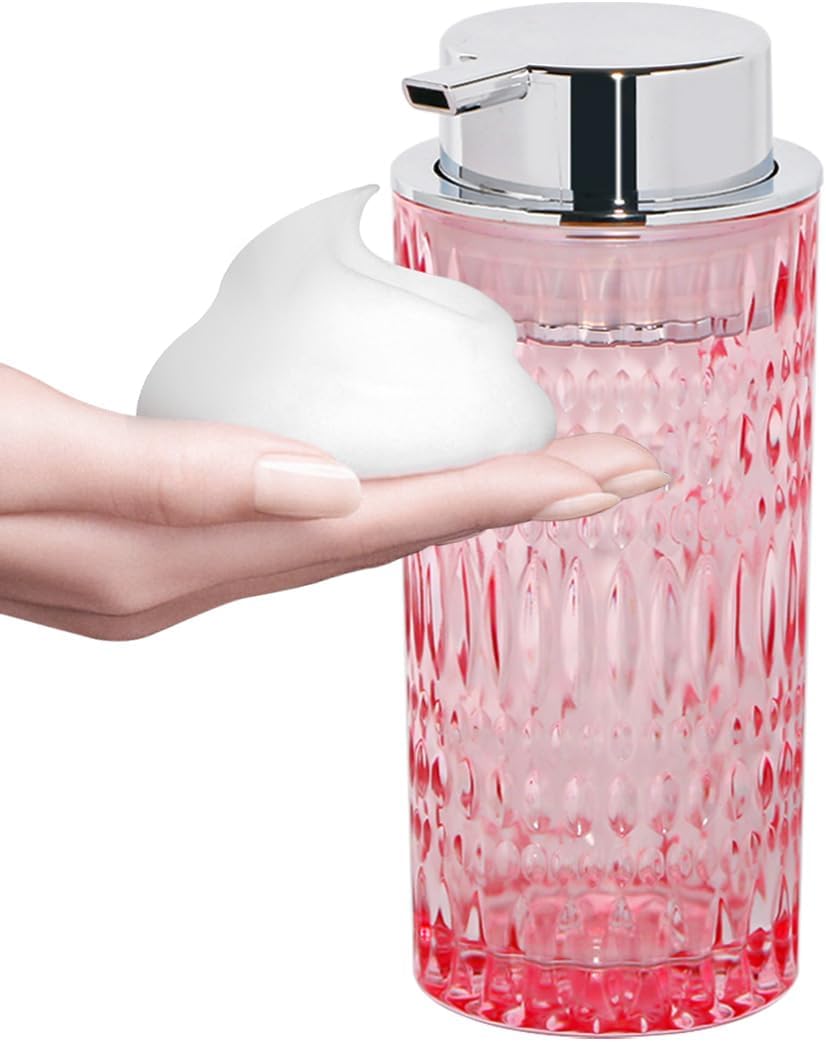 Pink Glass Foaming Soap Dispenser