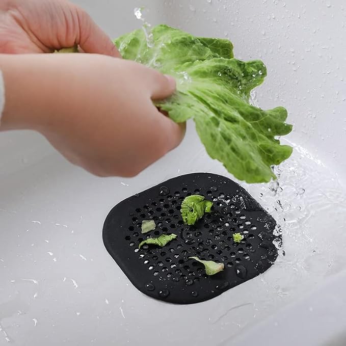 2 Pack Drain Hair Catcher Silicone Drain Cover Sink Drain Strainer Hair Stopper for Shower Kitchen Bathroom Tub Pure White