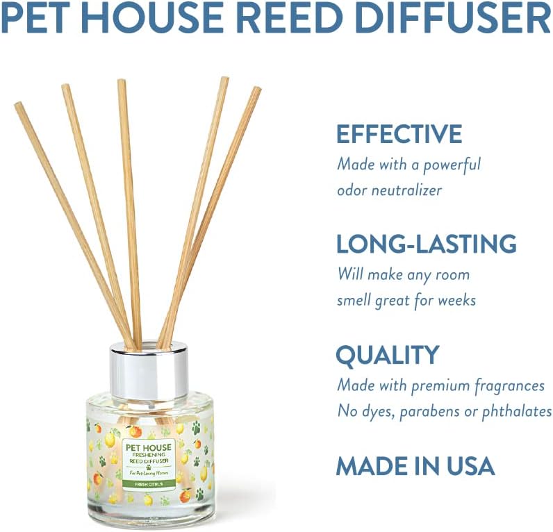 Fresh Citrus Home Freshening Reed Diffuser Set Pet House