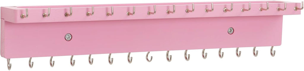 Necklace Holder Wall Mount,Jewelry Organizer with 30 Hooks,Pink