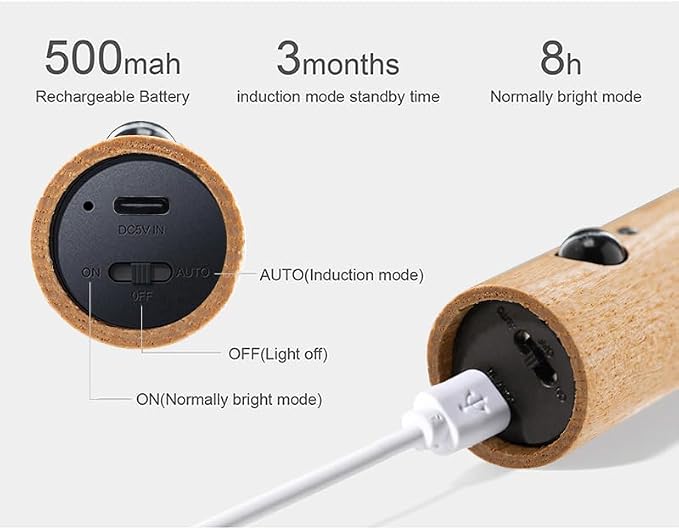 LANDGOO Wooden Motion Sensor Night Light 2-Pack, Ash Wood, Rechargeable