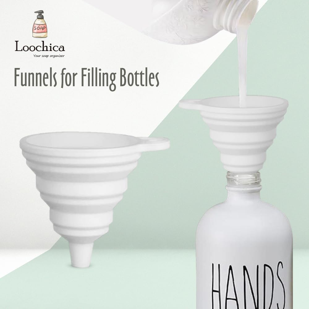 LOOCHICA Glass Soap Dispenser Set with Tray, Contains Glass Hand Soap Dispenser and Glass Dish Soap Dispenser. Matte White soap Dispenser Suitable for The Kitchen Soap Dispenser, Rustic Kitchen Decor