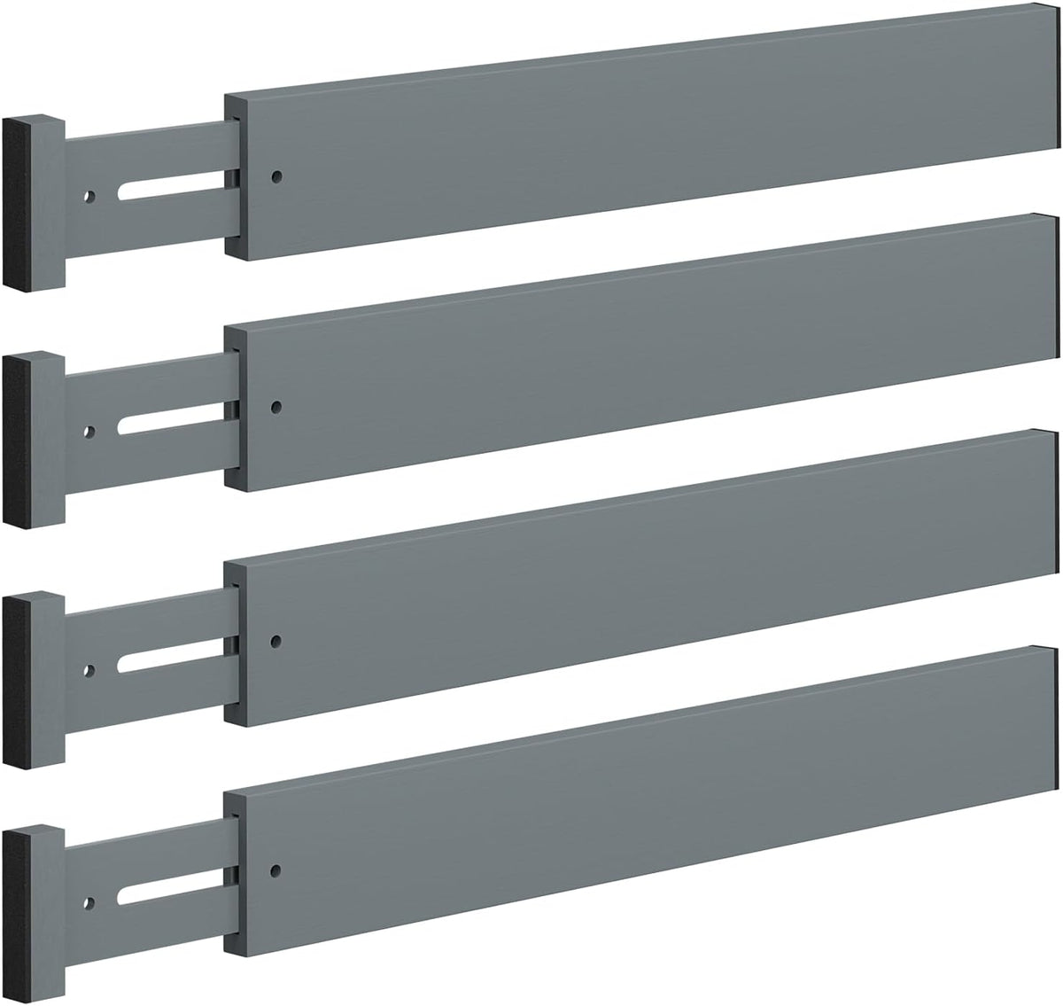 4 Pack Bamboo Drawer Dividers 17-22" Adjustable Kitchen Organizer, Gray