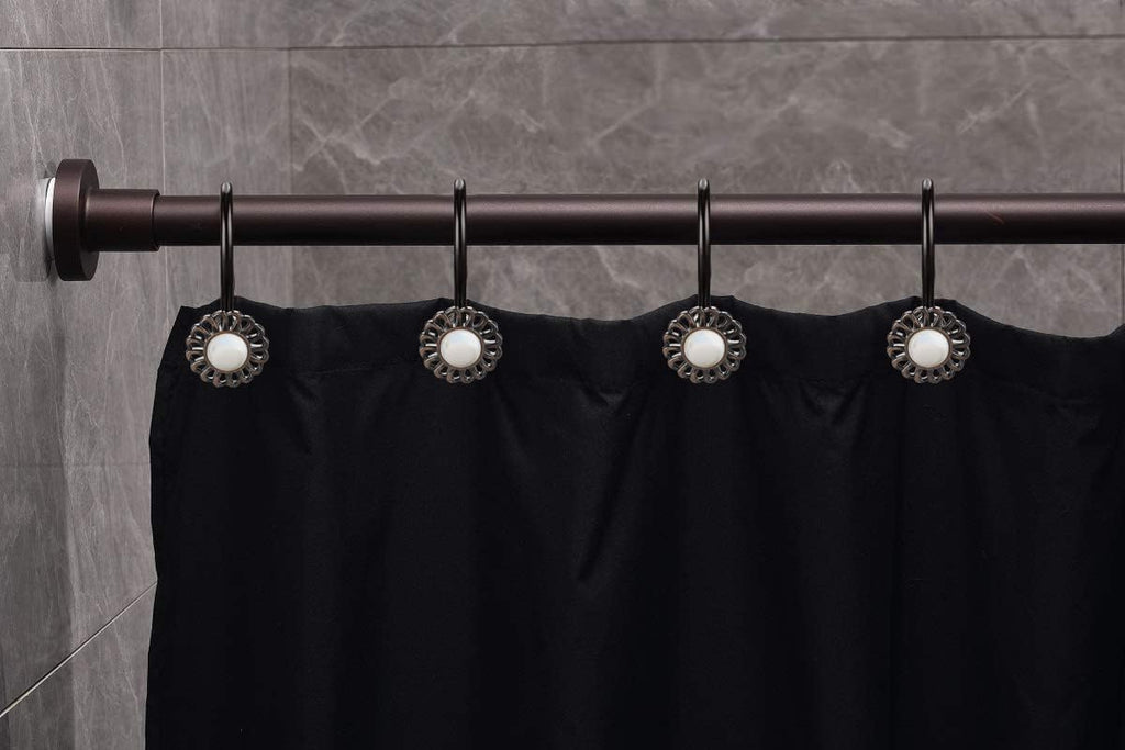 Oil Rubbed Bronze Sunflower Shower Curtain Hooks, 12Pcs Rustproof