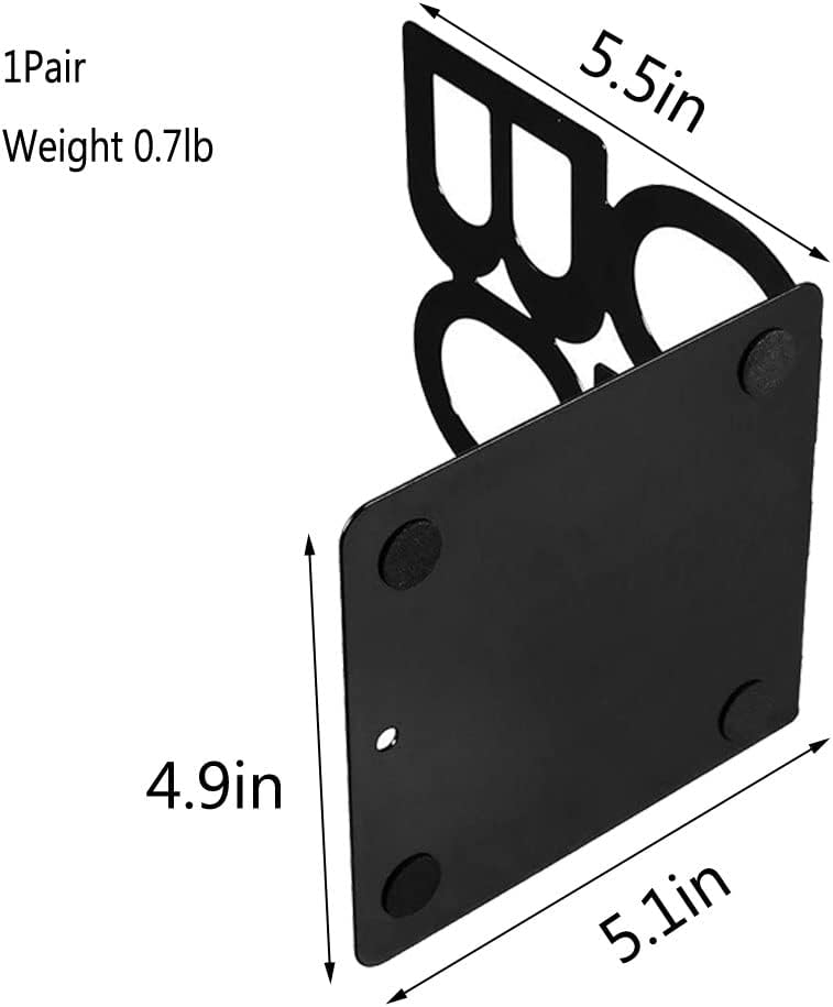 Decorative Book Ends, Metal Bookends Nonskid Heavy Duty Book Ends Shelves Office, Library Office Home,1 Pair (Black)
