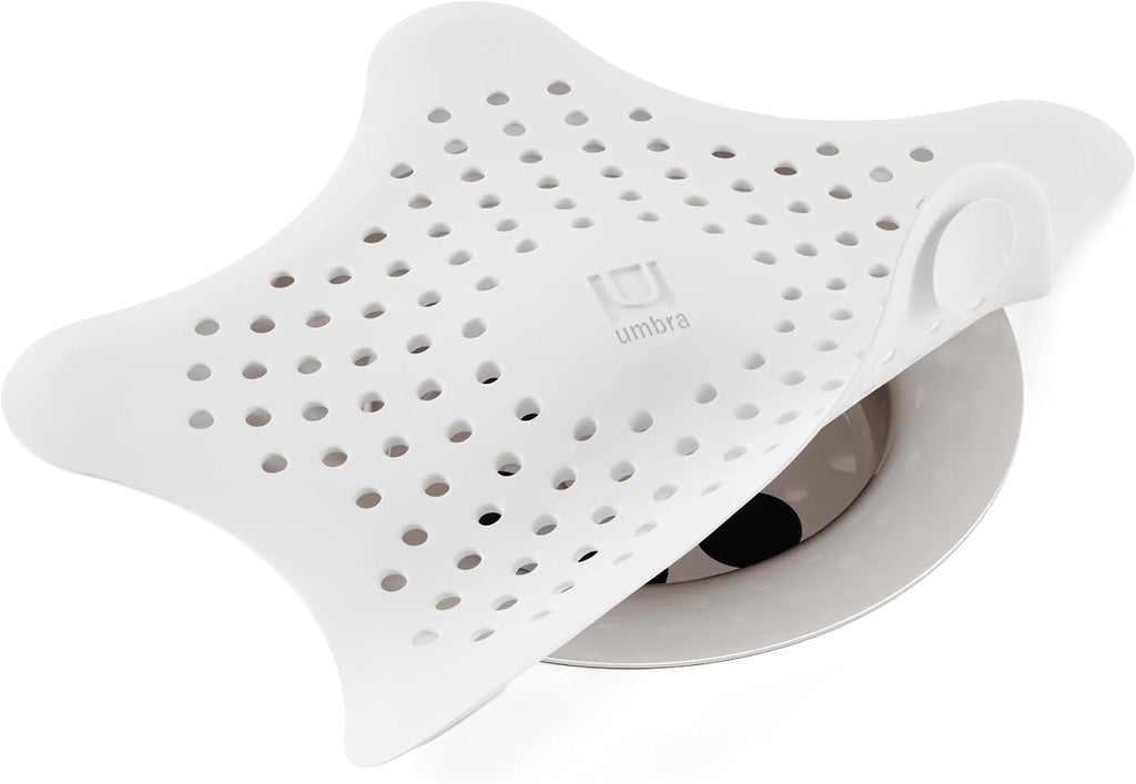 Umbra Starfish Hair Catcher, Suction Cup Drain Cover, 6-Inch, White