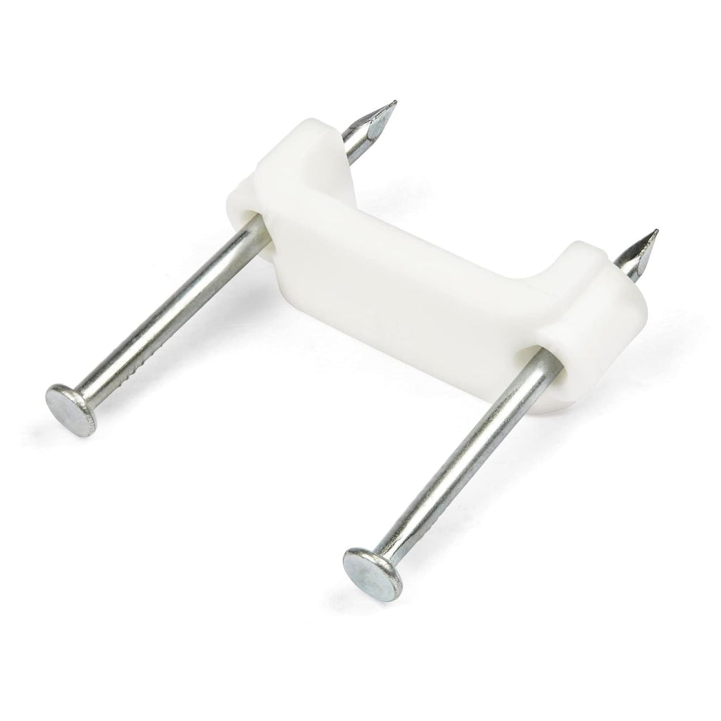 StarTech.com 200 Pack Cable Clips with Nails - Two Steel Nails - Reusable Nail-in Clamps - Brick/Drywall Cable Fasteners - Ethernet Cord/AV/Coax Cable - Mounting Cable Tacks - White - TAA (CBMDNMCC2)