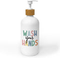 Kids Bathroom Soap Dispenser, Wash Your Hands Bathroom Countertop Hand Soap Dispenser with Pump, Colorful Boho Toddler Decor Handsoap Refillable Glass Pump Bottle Container