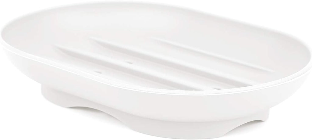 Soap Dish, Bathroom Soap Dishes Soap Holder Soap Tray with Holes to Drain Water- Oval Shape Soap Dish for Shower Bathroom Kitchen Counter Top, Keep Bars Dry - Flexible Silicone White, 3 Pack