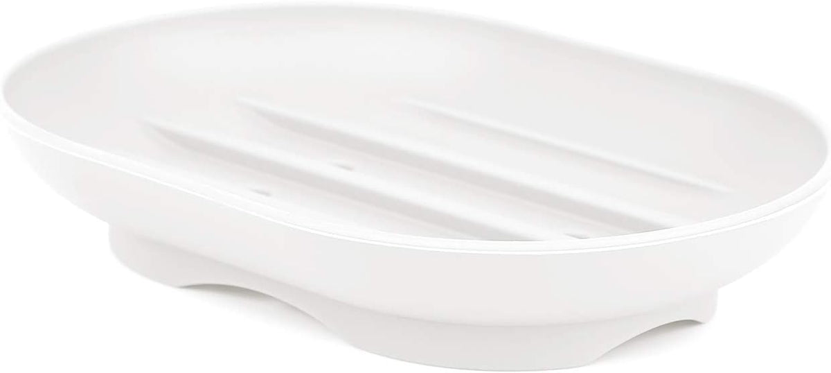 Soap Dish, Bathroom Soap Dishes Soap Holder Soap Tray with Holes to Drain Water- Oval Shape Soap Dish for Shower Bathroom Kitchen Counter Top, Keep Bars Dry - Flexible Silicone White, 3 Pack