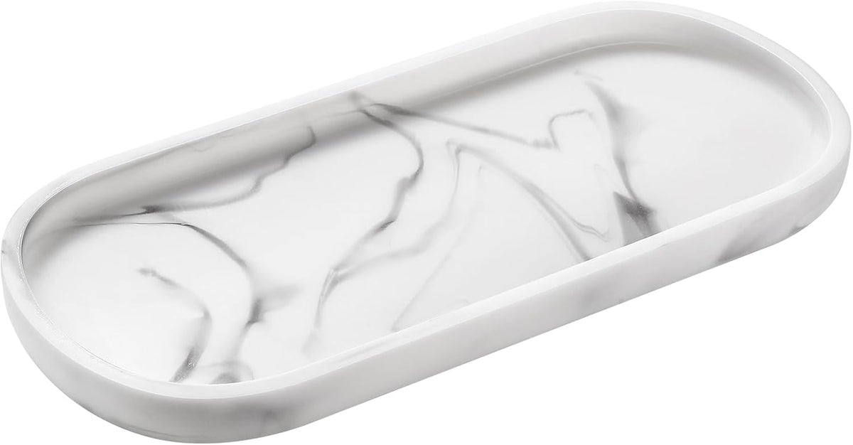Emibele Bathroom Tray Countertop Organizer, 10" Resin Oval Vanity Tray