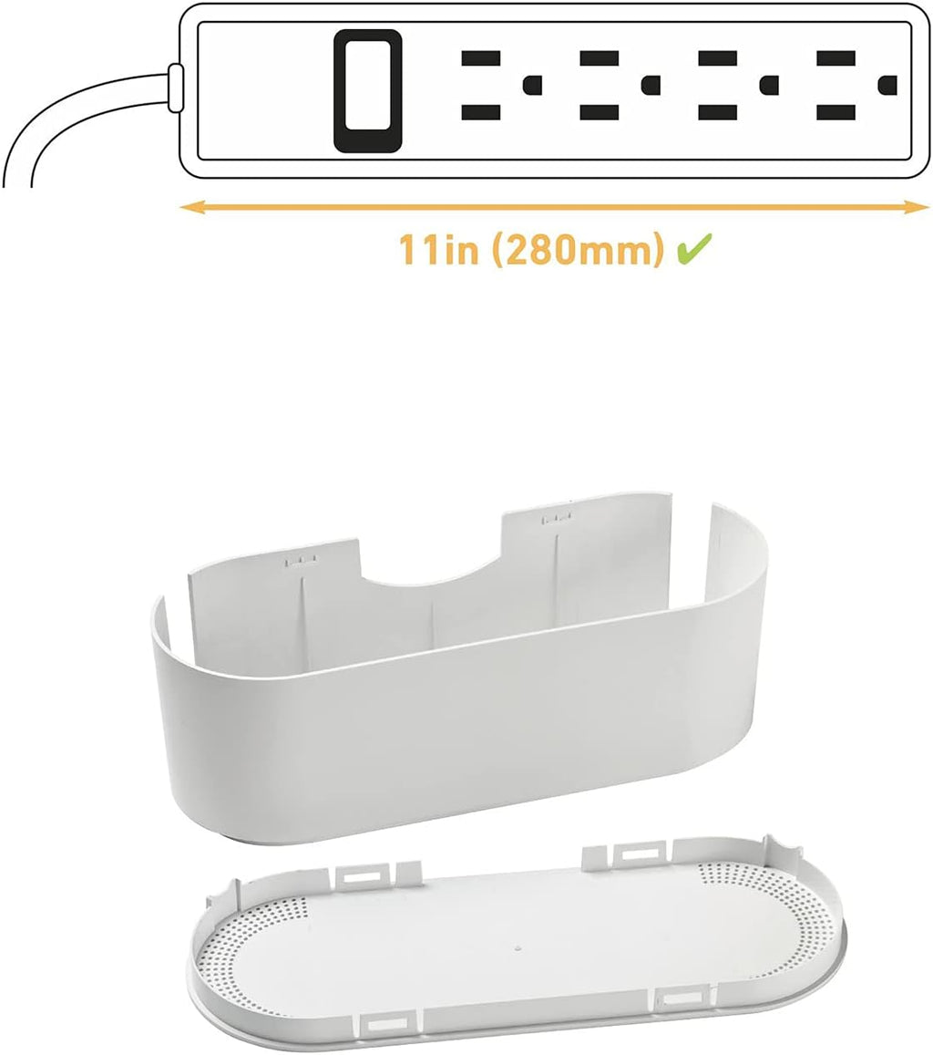D-Line Cable Management Box (Small) & Cord Spiral Wrap (8.2ft Length) - White