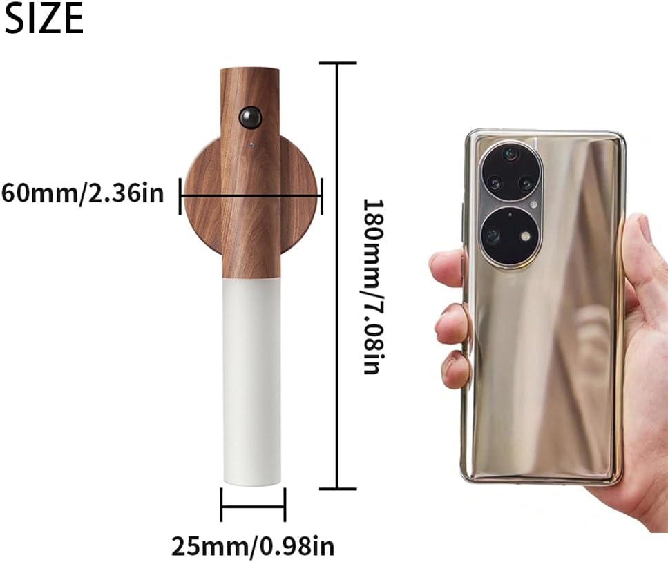 LANDGOO Wooden Motion Sensor Night Light 2-Pack, Walnut, Rechargeable