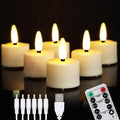 FPOO Rechargeable Tea Lights with Remote Timer, 6 Flameless Votive Candles