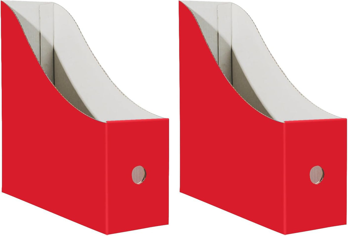 Limitliho 2 Pack Red Cardboard Magazine File Holder for Desk or Shelves