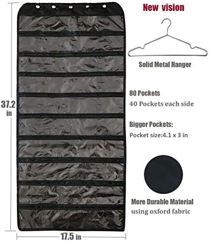 BB Brotrade Hanging Jewelry Organizer,Accessories Organizer,Oxford 80 Pocket Organizer for Holding Jewelries (Black)