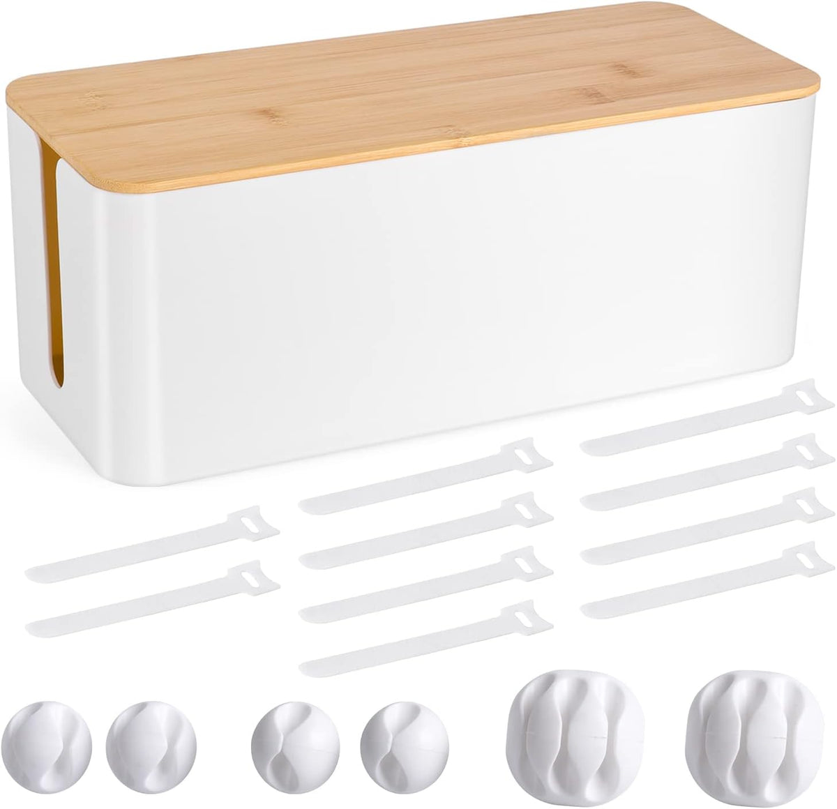 Tuwechen Cable Management Box, Wooden Style Cord Organizer Box