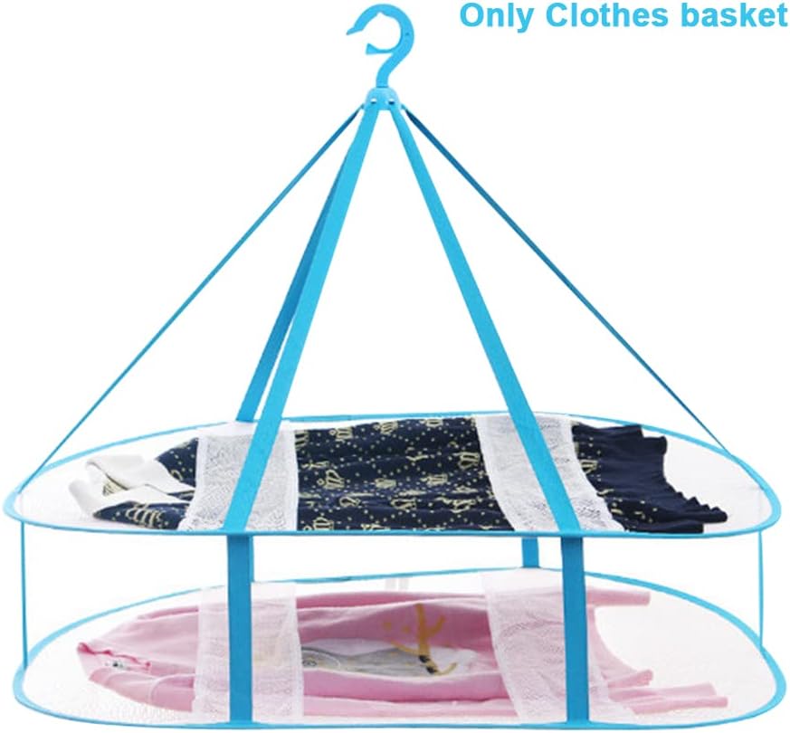 2 Tier Folded Mesh Clothes Hanging Dryer,Stackable Sweater Drying Rack